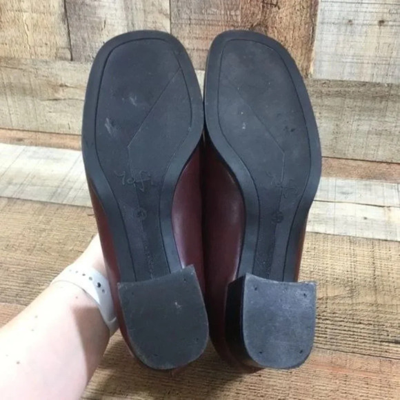 Yofi Dark Red Leather Loafer Block Heels Womens 40 Slip On Made in Israel - Picture 11 of 13